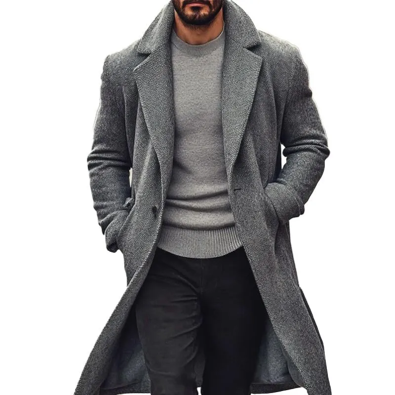 Men's Solid Color Single Breasted Long Coat 45477955X sold by Manly