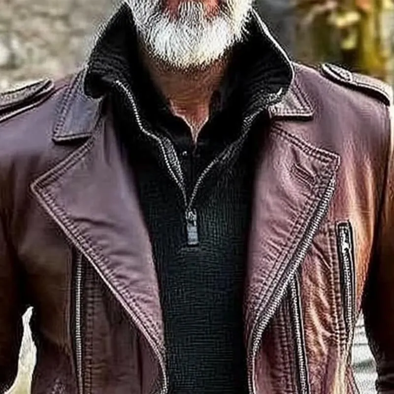 Men's Biker Solid Vintage Zip-Up Leather Jacket 40619329X sold by Manly product image thumbnail 3