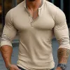 Men's Casual Cotton Henley Collar Slim Fit Long Sleeve T-Shirt 50283362M sold by Manly