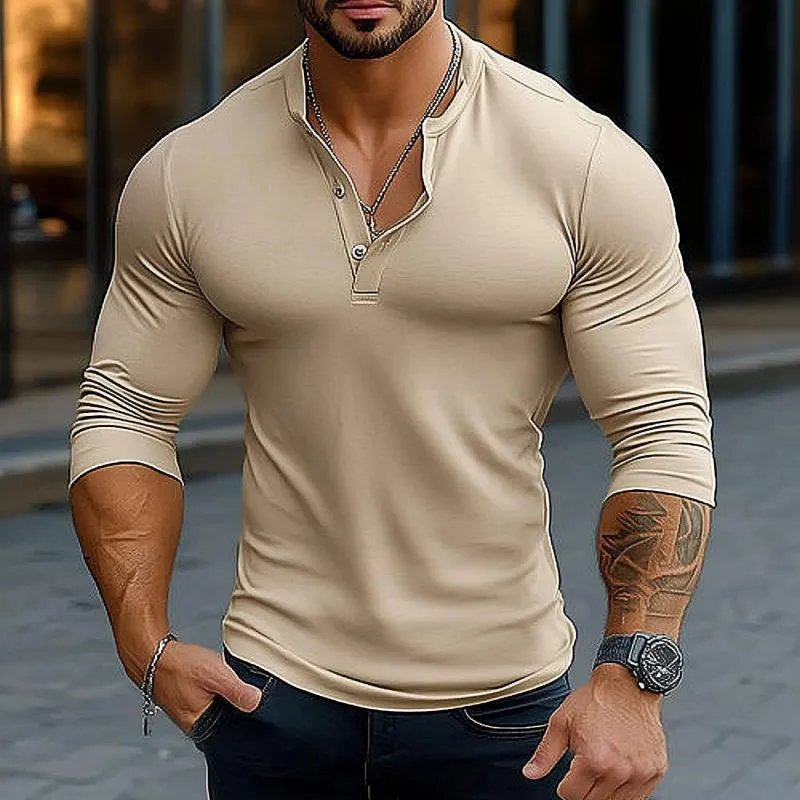 Men's Casual Cotton Henley Collar Slim Fit Long Sleeve T-Shirt 50283362M sold by Manly product image thumbnail 2