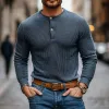Men's Casual Striped Henley Collar Slim Fit Long Sleeve T-Shirt 30215428M sold by Manly