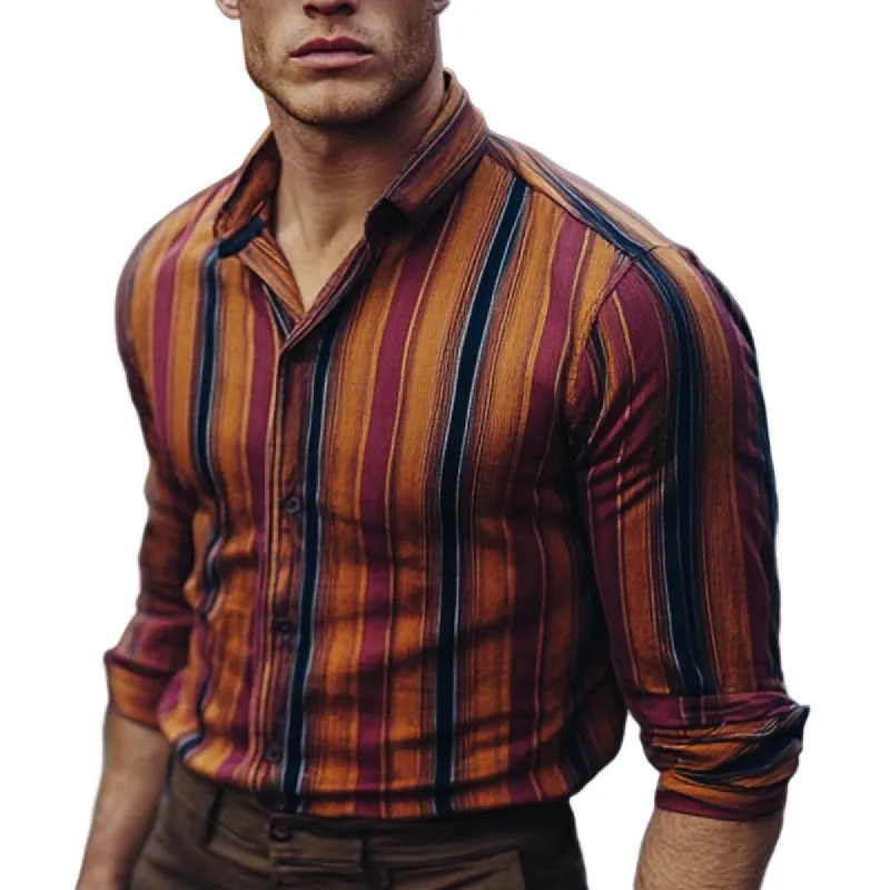 Men's Casual Striped Long Sleeve Shirt 59929243F sold by Manly