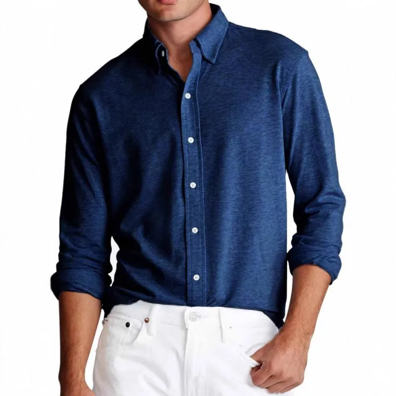 Men's Casual otton Blended Lapel Slim Fit Long Sleeve Shirt 57622878M sold by Manly
