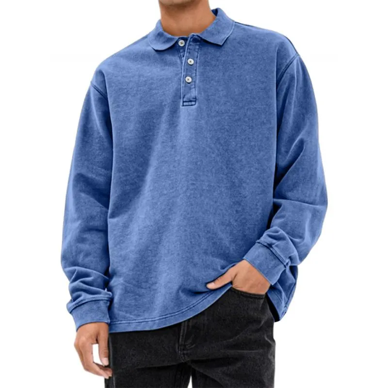 Men's Casual Lapel Loose Long-sleeved Polo Shirt 72037686M sold by Manly product image thumbnail 4
