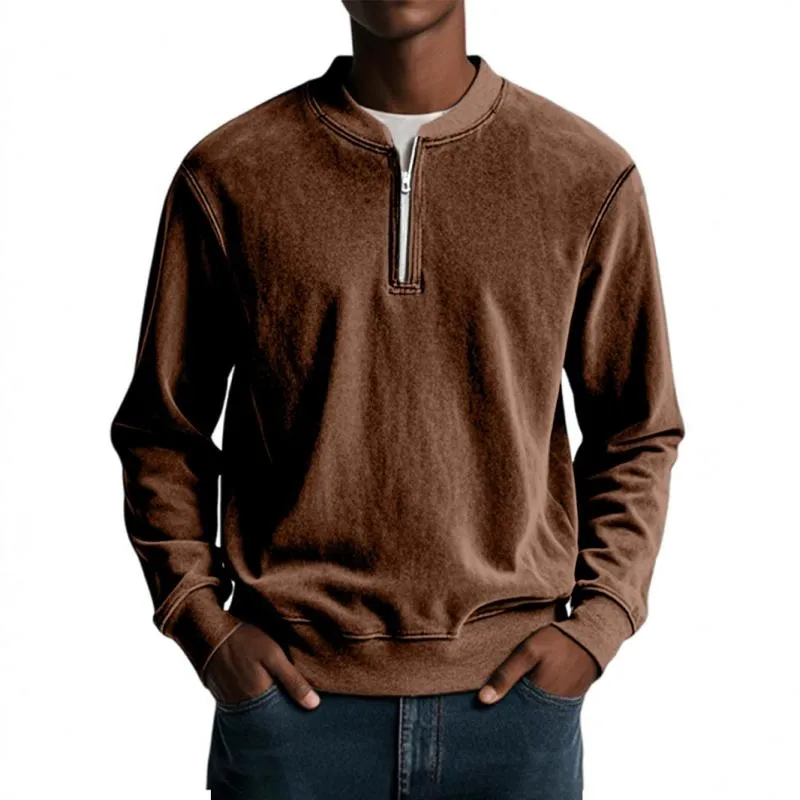 Men's Casual Solid Color Half Zip Loose Pullover Sweatshirt 90756886M sold by Manly product image thumbnail 2