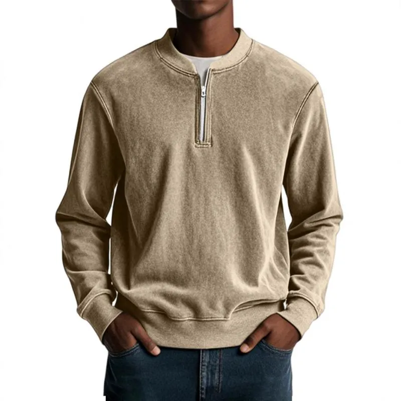 Men's Casual Solid Color Half Zip Loose Pullover Sweatshirt 90756886M sold by Manly