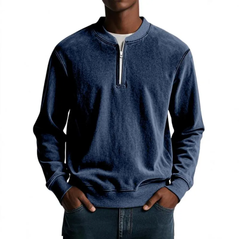 Men's Casual Solid Color Half Zip Loose Pullover Sweatshirt 90756886M sold by Manly product image thumbnail 5