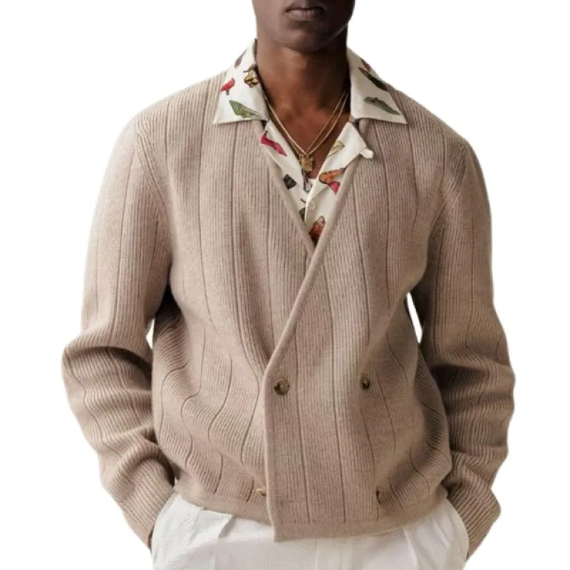 Men's Retro Classic Casual Double Breasted V-Neck Knit Cardigan 97666979K sold by Manly