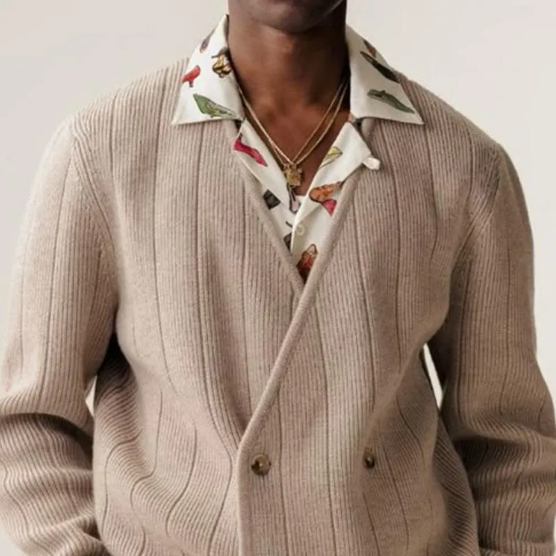 Men's Retro Classic Casual Double Breasted V-Neck Knit Cardigan 97666979K sold by Manly product image thumbnail 3