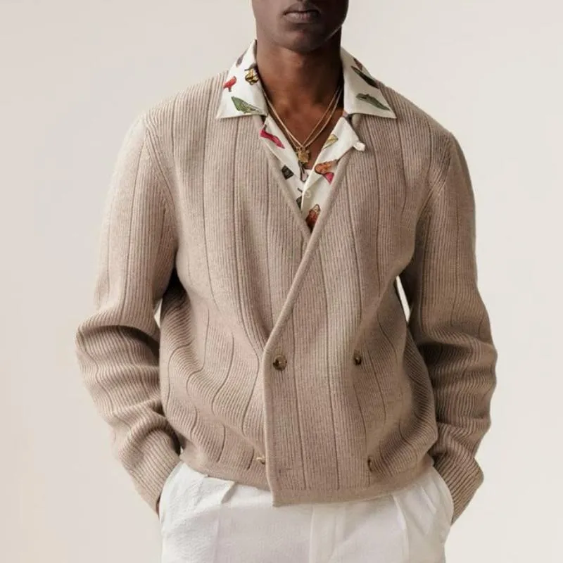 Men's Retro Classic Casual Double Breasted V-Neck Knit Cardigan 97666979K sold by Manly product image thumbnail 2