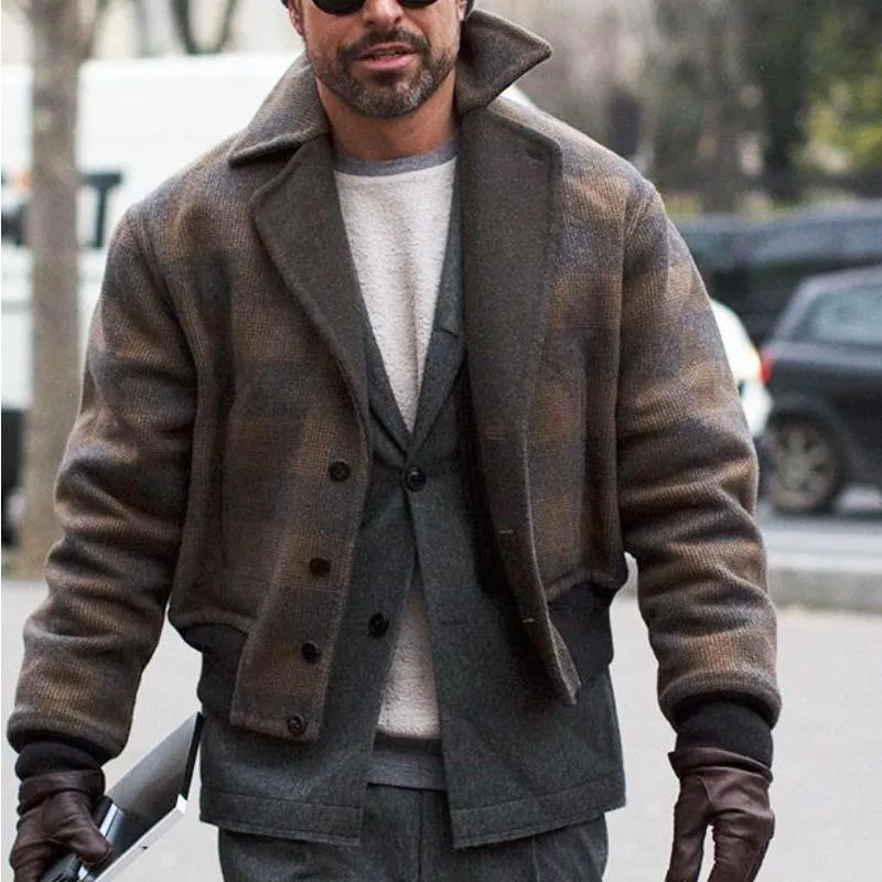 Men's Retro Classic Casual Short Button Plaid Coat 79143865K sold by Manly product image thumbnail 2