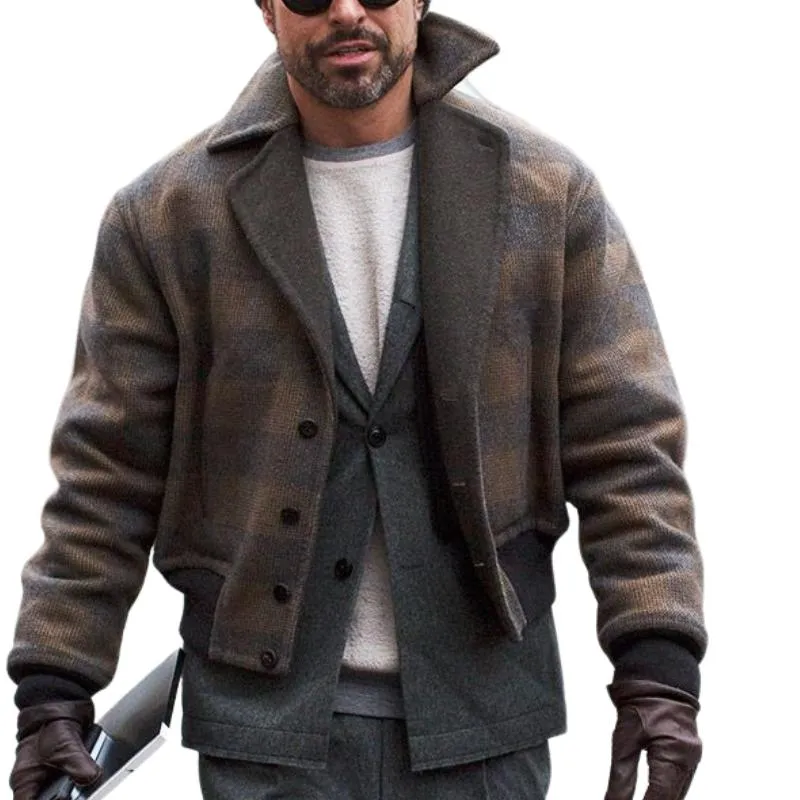 Men's Retro Classic Casual Short Button Plaid Coat 79143865K sold by Manly