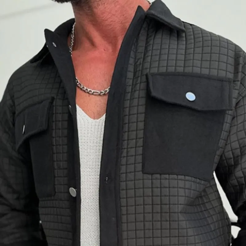 Men's Retro Casual Checkered Patchwork Pocket Jacket 31268956TO sold by Manly product image thumbnail 3