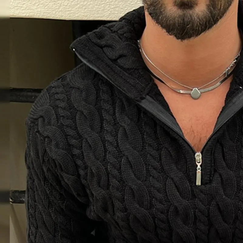 Men's Retro Casual Solid Color Lapel Zipper Sweater 81804876TO sold by Manly product image thumbnail 3