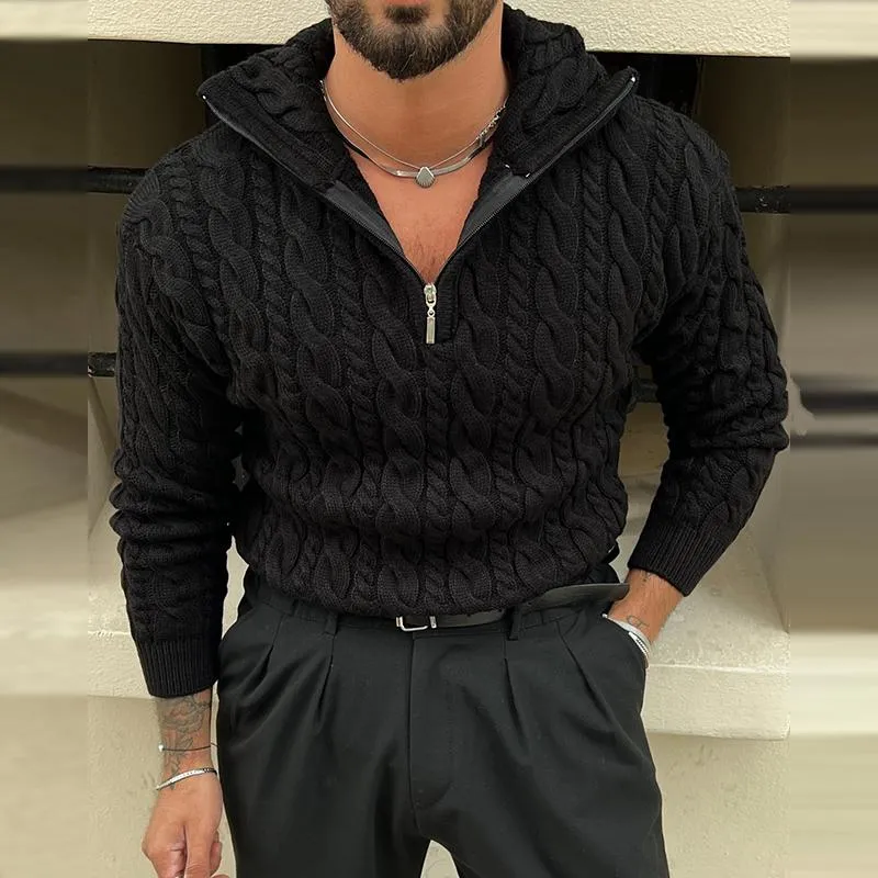 Men's Retro Casual Solid Color Lapel Zipper Sweater 81804876TO sold by Manly product image thumbnail 2