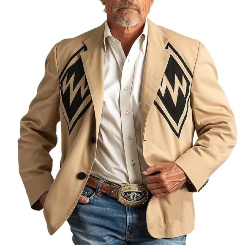 Men's Retro Western Graphic Print Lapel Collar Two Buttons Casual Blazer 48937238Z sold by Manly