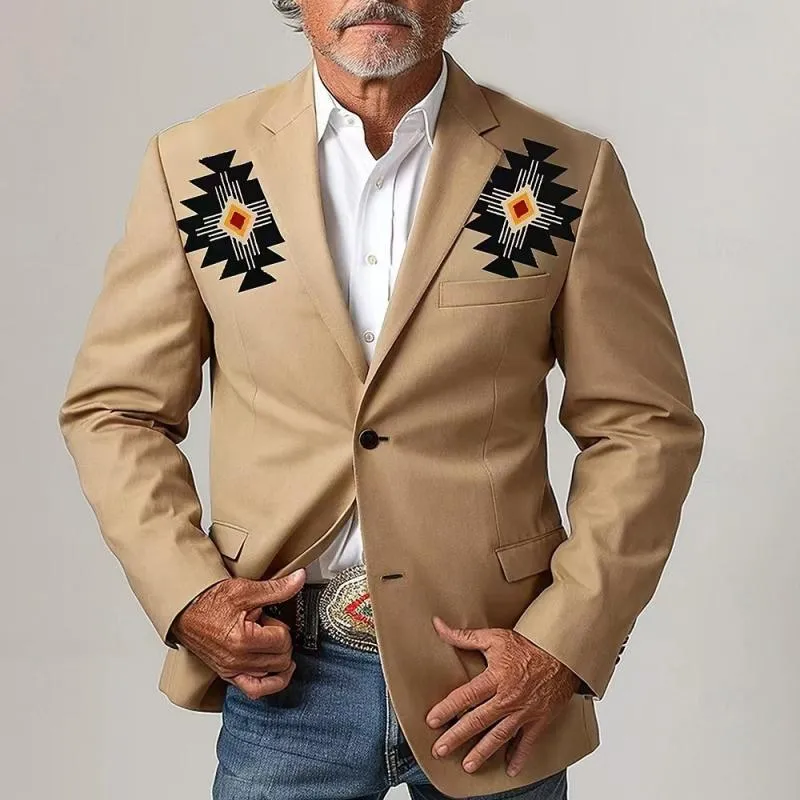 Men's Retro Western Graphic Print Lapel Collar Two Buttons Casual Blazer 48937238Z sold by Manly product image thumbnail 4