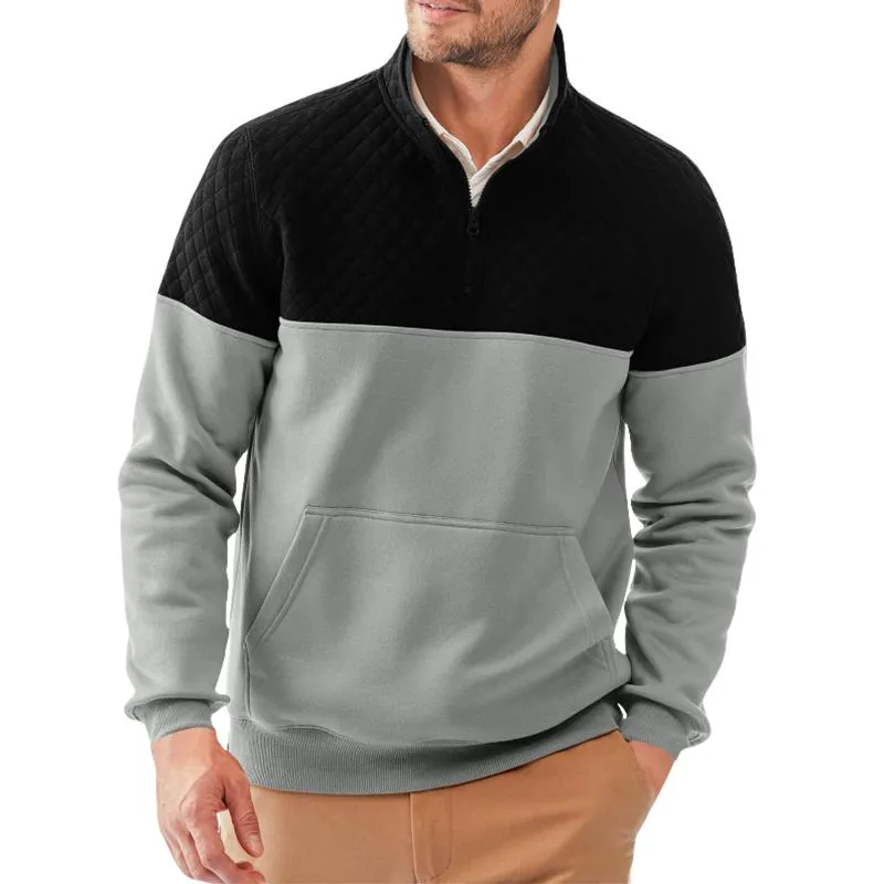 Men's Colorblock Half Zip Collar Long Sleeve Casual Sweatshirt 06247405Z sold by Manly