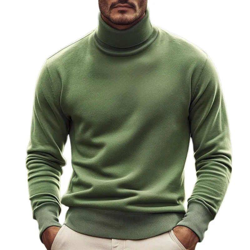 Men's Fashion Solid High Collar Long Sleeve Casual T-shirt 42002426Z sold by Manly