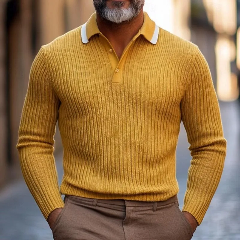 Men's Casual Button Lapel Slim Fit Knit Sweater 90402954Y sold by Manly product image thumbnail 4