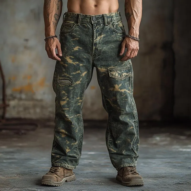 Men's Vintage Camouflage Print Ripped Jeans 53618483Y sold by Manly product image thumbnail 3