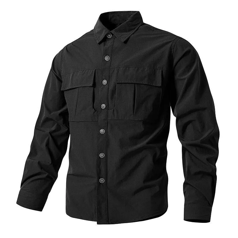 Men's Quick-drying Stretch Outdoor Multi-pocket Long-sleeved Shirt 68325995X sold by Manly product image thumbnail 2
