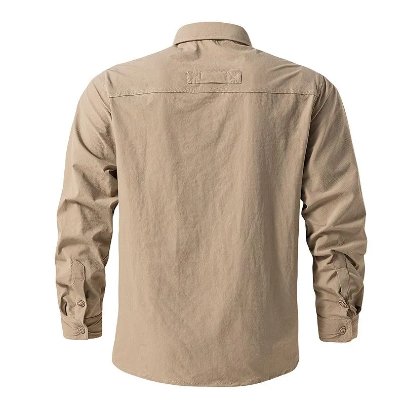 Men's Quick-drying Stretch Outdoor Multi-pocket Long-sleeved Shirt 68325995X sold by Manly product image thumbnail 5