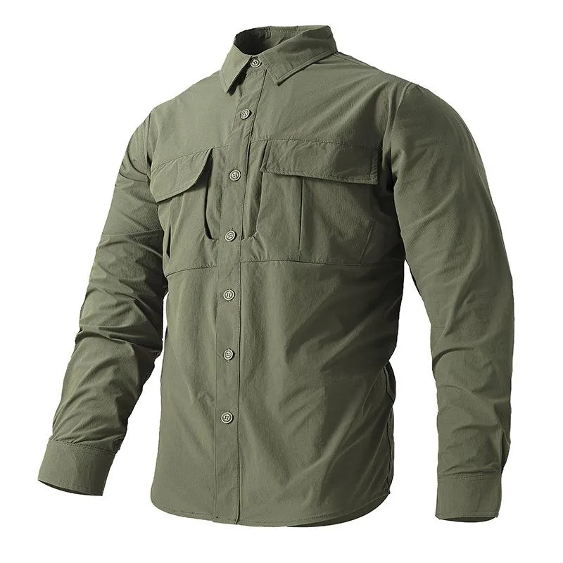 Men's Quick-drying Stretch Outdoor Multi-pocket Long-sleeved Shirt 68325995X sold by Manly