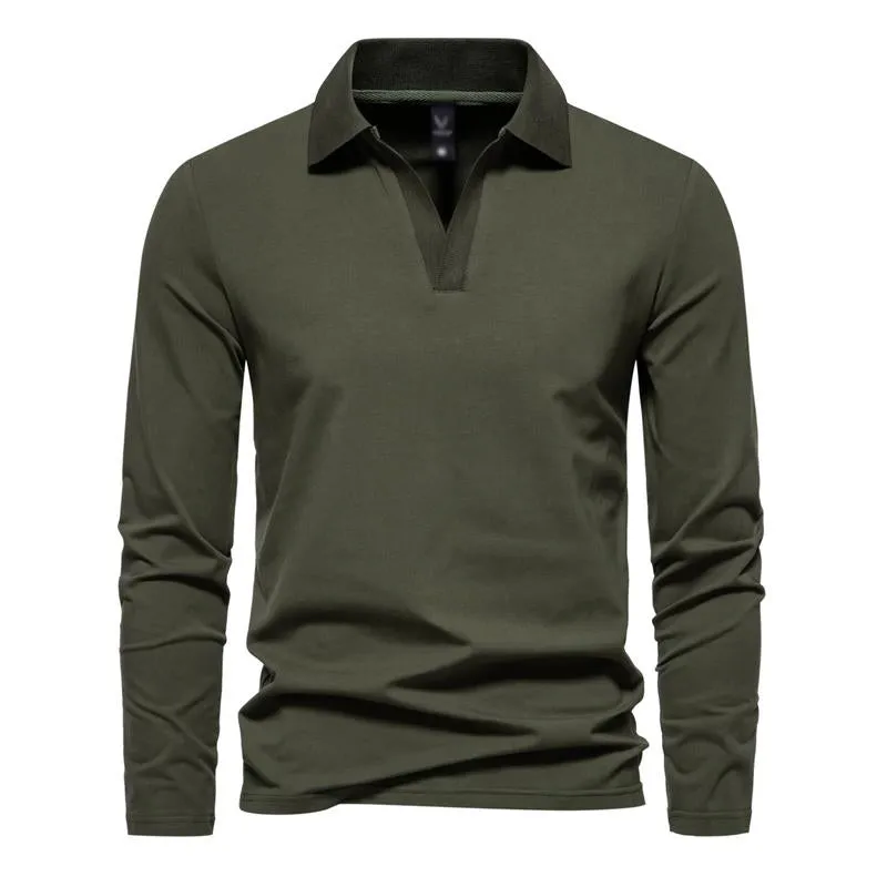 Men's V Neck Lapel Long Sleeve T-Shirt 44630040U sold by Manly product image thumbnail 2