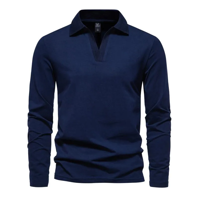 Men's V Neck Lapel Long Sleeve T-Shirt 44630040U sold by Manly product image thumbnail 4
