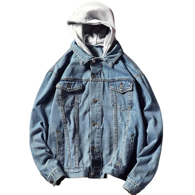 Men's Hooded Washed Denim Jacket 87048699U sold by Manly