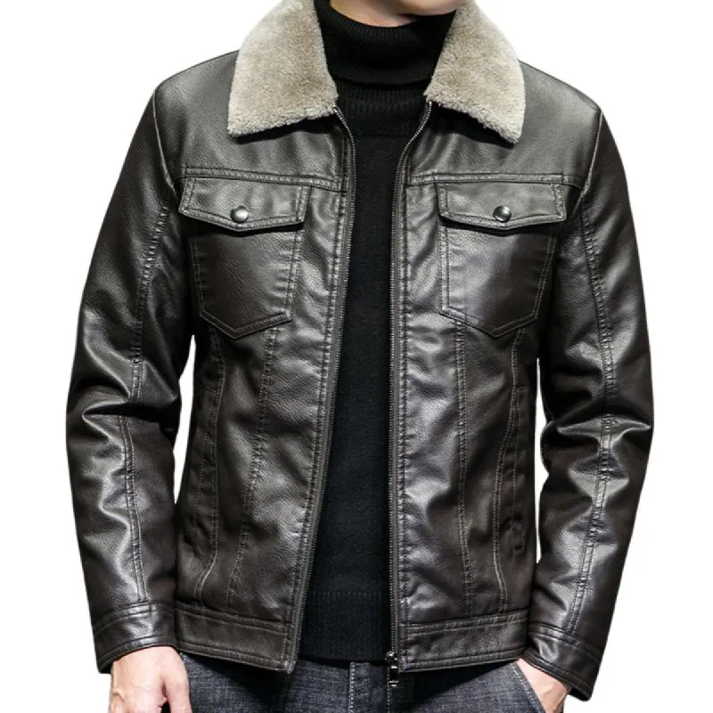 Men's Fur All-in-one Plus Velvet Thickened Leather Jacket 62848255U sold by Manly