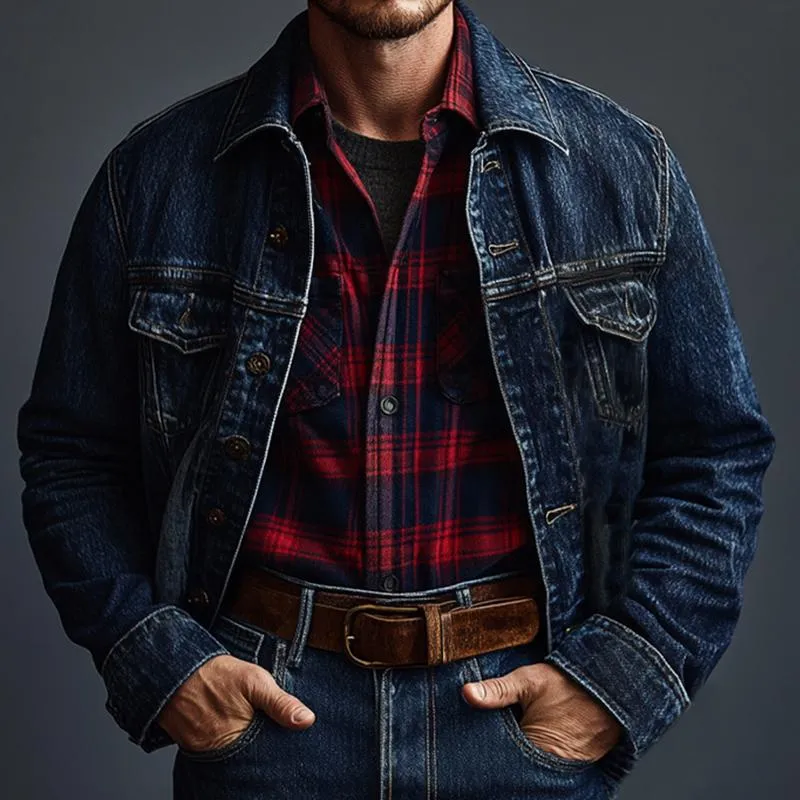 Men's Dark Blue Washed Denim Jacket 36742679U sold by Manly product image thumbnail 2