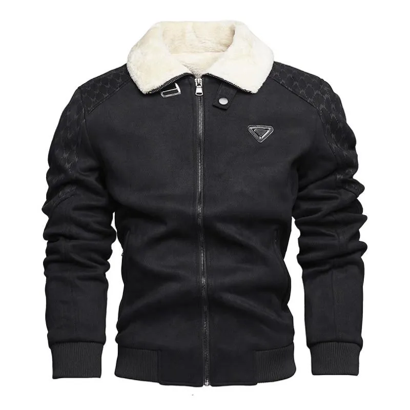 Men's Fur Collar Warm Suede Jacket 91378788U sold by Manly