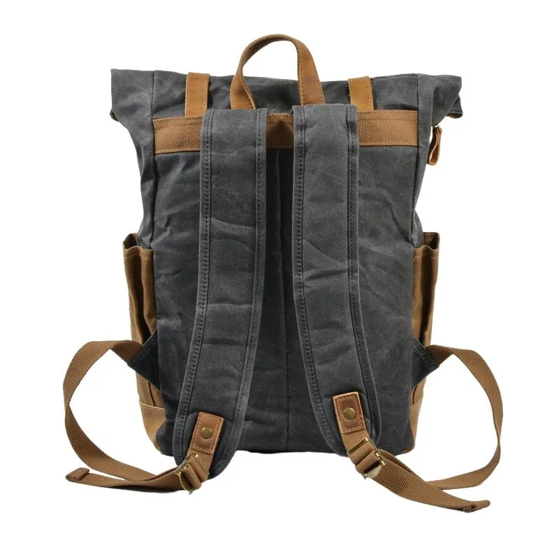 Men's Vintage Contrast Waterproof Canvas Multi-Pocket Backpack 05291124Y sold by Manly product image thumbnail 2