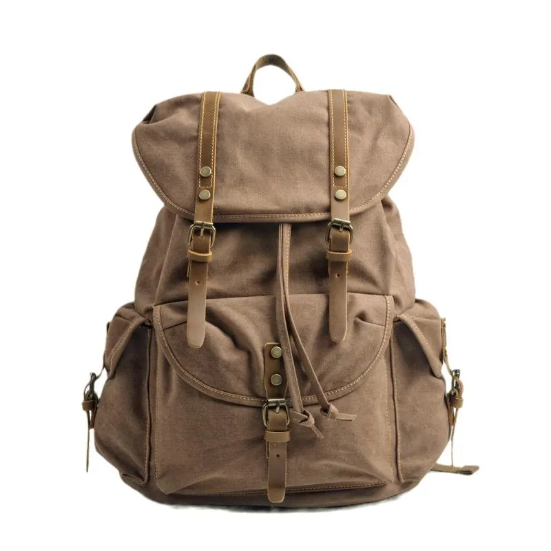 Men's Retro Outdoor Large Capacity Multi-Pocket Canvas Backpack 33759989Y sold by Manly product image thumbnail 4