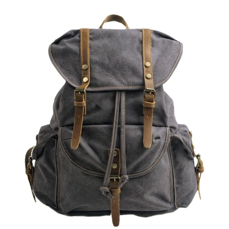 Men's Retro Outdoor Large Capacity Multi-Pocket Canvas Backpack 33759989Y sold by Manly product image thumbnail 5
