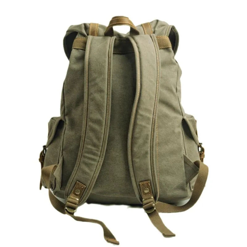 Men's Retro Outdoor Large Capacity Multi-Pocket Canvas Backpack 33759989Y sold by Manly product image thumbnail 2