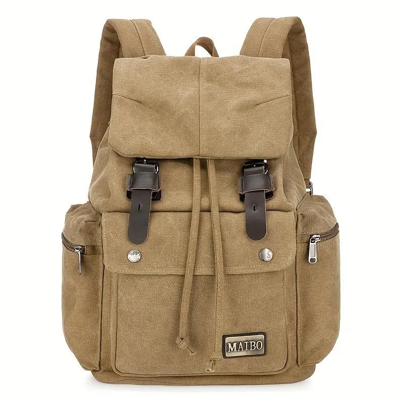 Men's Retro Outdoor Large Capacity Multi-Pocket Canvas Backpack 37317637Y sold by Manly