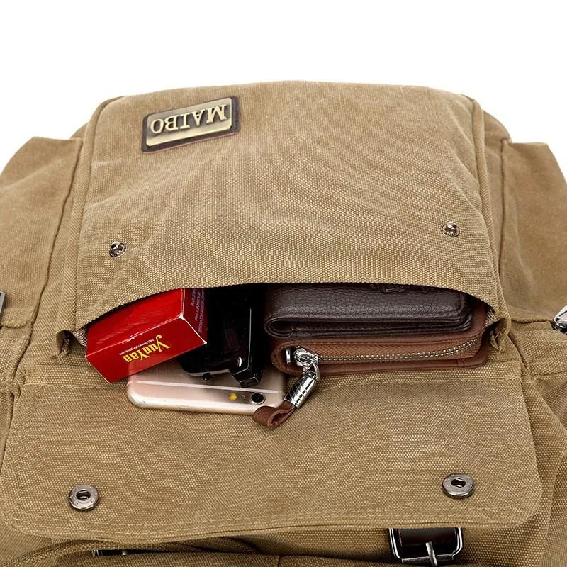Men's Retro Outdoor Large Capacity Multi-Pocket Canvas Backpack 37317637Y sold by Manly product image thumbnail 5