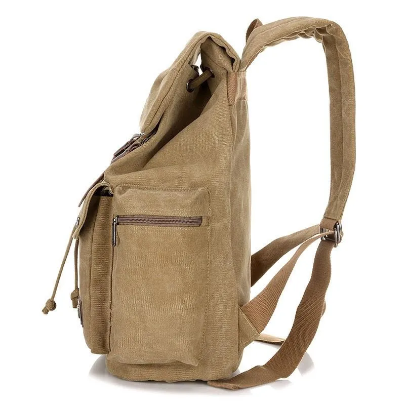 Men's Retro Outdoor Large Capacity Multi-Pocket Canvas Backpack 37317637Y sold by Manly product image thumbnail 3