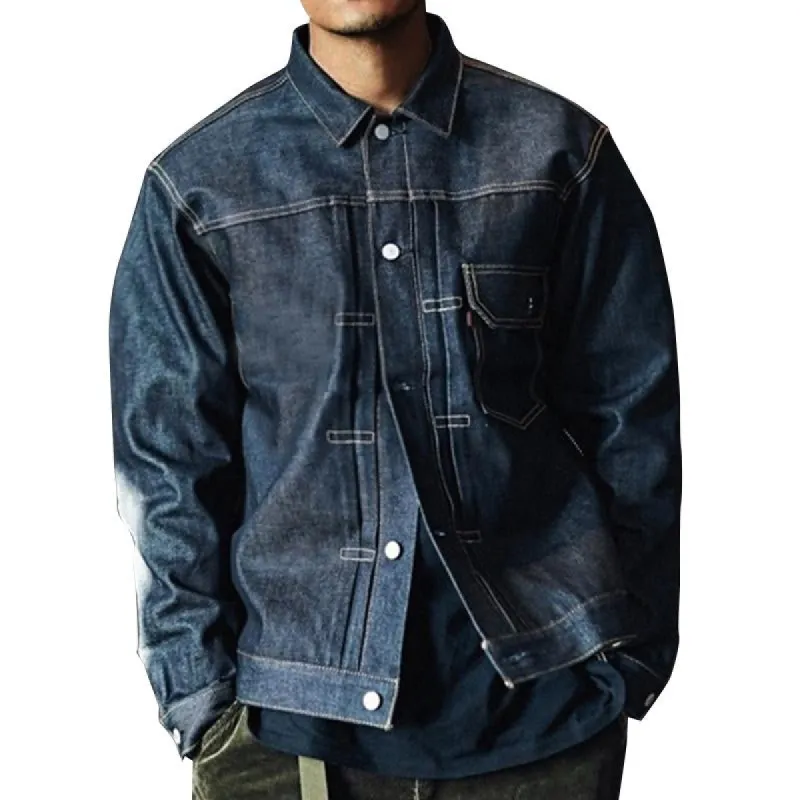 Men's Vintage Casual Chest Pocket Denim Jacket 91034366Y sold by Manly