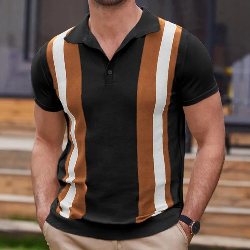 Men's Casual Striped Jacquard Knit Short Sleeve Polo Shirt 18486078M sold by Manly product image thumbnail 2