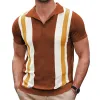 Men's Casual Striped Jacquard Knit Short Sleeve Polo Shirt 18486078M sold by Manly