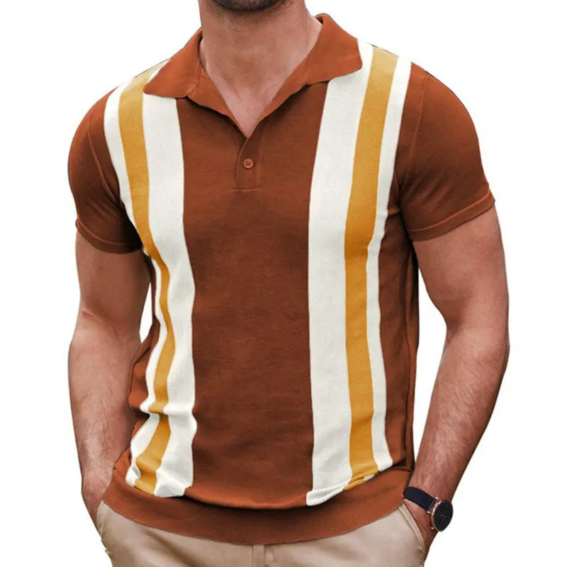 Men's Casual Striped Jacquard Knit Short Sleeve Polo Shirt 18486078M sold by Manly product image thumbnail 3