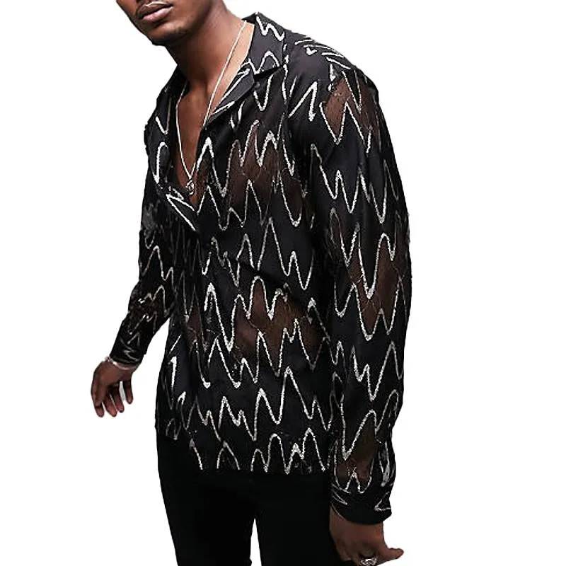 Men's Casual Printed Long Sleeve Shirt 12627417Y sold by Manly