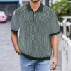 Men's Striped Lapel Short Sleeve Knit Polo Shirt 35959419Z sold by Manly