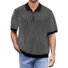 Men's Striped Lapel Short Sleeve Knit Polo Shirt 35959419Z sold by Manly