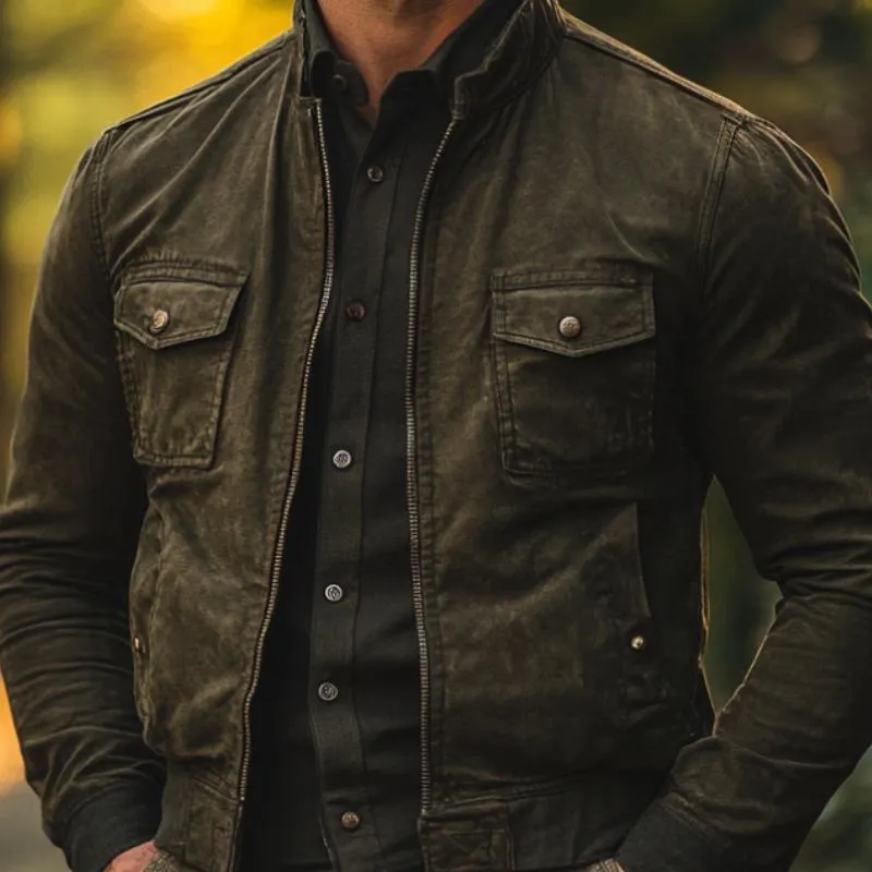 Men's Casual Stand Collar Zip-up Suede Jacket 31008455F sold by Manly product image thumbnail 3