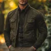 Men's Casual Stand Collar Zip-up Suede Jacket 31008455F sold by Manly